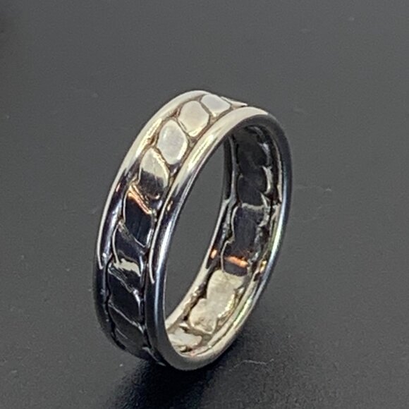 Sterling Silver 925 Handmade Twist Cigar Band Round Wire Borders Size 9.25 - Picture 4 of 7